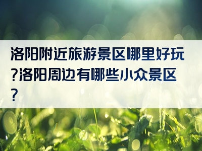 洛阳附近旅游景区哪里好玩？洛阳周边有哪些小众景区？