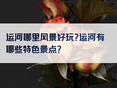 运河哪里风景好玩？运河有哪些特色景点？