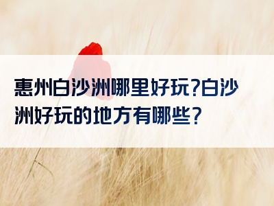 惠州白沙洲哪里好玩？白沙洲好玩的地方有哪些？