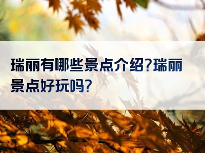 瑞丽有哪些景点介绍？瑞丽景点好玩吗？