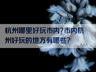 杭州哪里好玩市内？市内杭州好玩的地方有哪些？