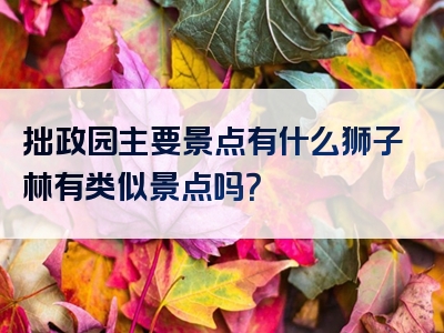 拙政园主要景点有什么狮子林有类似景点吗？