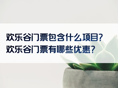 欢乐谷门票包含什么项目？欢乐谷门票有哪些优惠？