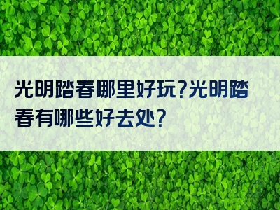 光明踏春哪里好玩？光明踏春有哪些好去处？