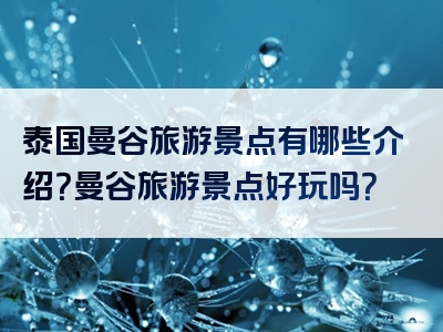 泰国曼谷旅游景点有哪些介绍？曼谷旅游景点好玩吗？