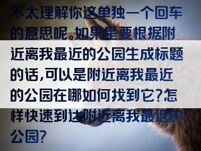 不太理解你这单独一个回车的意思呢。如果是要根据附近离我最近的公园生成标题的话，可以是附近离我最近的公园在哪如何找到它？怎样快速到达附近离我最近的公园？