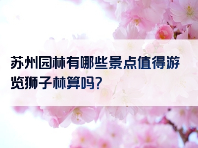 苏州园林有哪些景点值得游览狮子林算吗？