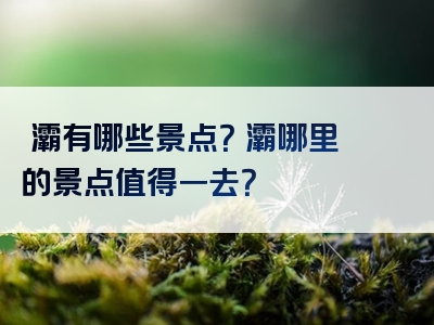 浐灞有哪些景点？浐灞哪里的景点值得一去？