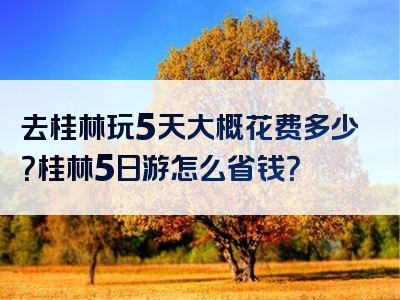 去桂林玩5天大概花费多少？桂林5日游怎么省钱？