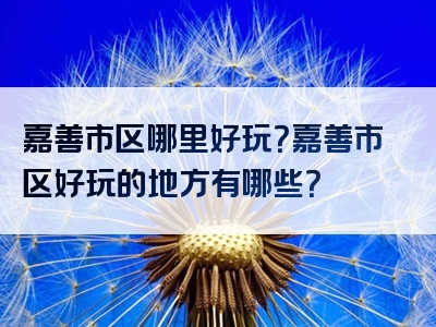 嘉善市区哪里好玩？嘉善市区好玩的地方有哪些？