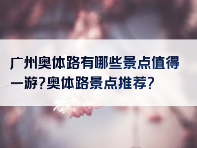 广州奥体路有哪些景点值得一游？奥体路景点推荐？