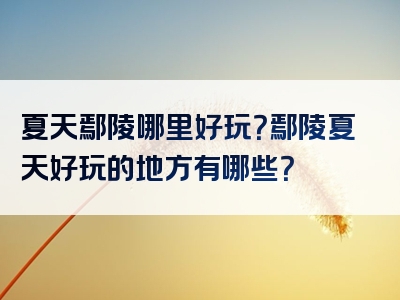 夏天鄢陵哪里好玩？鄢陵夏天好玩的地方有哪些？