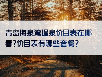 青岛海泉湾温泉价目表在哪看？价目表有哪些套餐？
