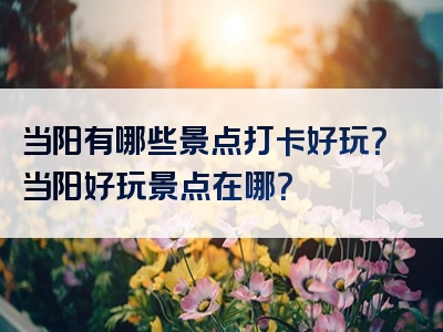 当阳有哪些景点打卡好玩？当阳好玩景点在哪？