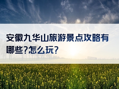 安徽九华山旅游景点攻略有哪些？怎么玩？