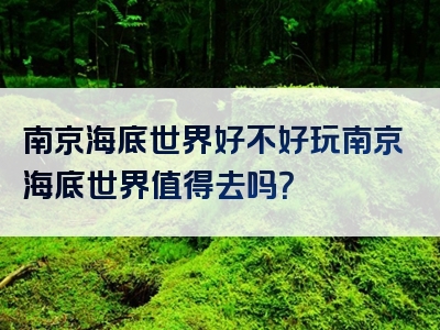 南京海底世界好不好玩南京海底世界值得去吗？