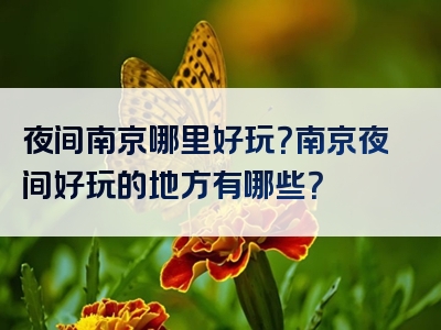 夜间南京哪里好玩？南京夜间好玩的地方有哪些？