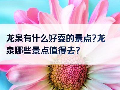 龙泉有什么好耍的景点？龙泉哪些景点值得去？