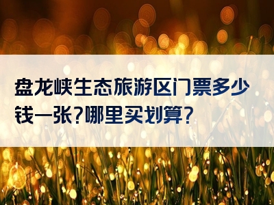 盘龙峡生态旅游区门票多少钱一张？哪里买划算？