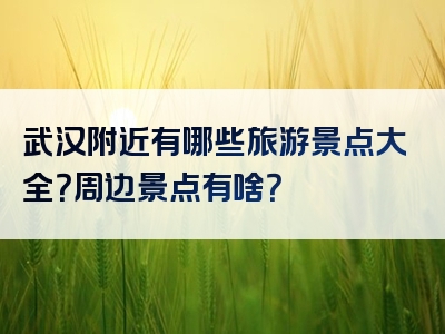 武汉附近有哪些旅游景点大全？周边景点有啥？