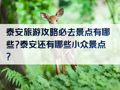 泰安旅游攻略必去景点有哪些？泰安还有哪些小众景点？