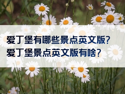 爱丁堡有哪些景点英文版？爱丁堡景点英文版有啥？