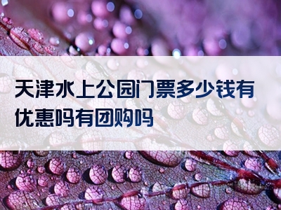 天津水上公园门票多少钱有优惠吗有团购吗