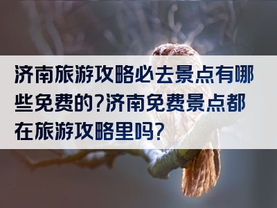济南旅游攻略必去景点有哪些免费的？济南免费景点都在旅游攻略里吗？