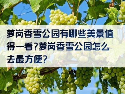 萝岗香雪公园有哪些美景值得一看？萝岗香雪公园怎么去最方便？