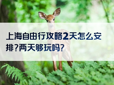 上海自由行攻略2天怎么安排？两天够玩吗？