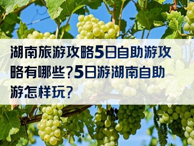 湖南旅游攻略5日自助游攻略有哪些？5日游湖南自助游怎样玩？