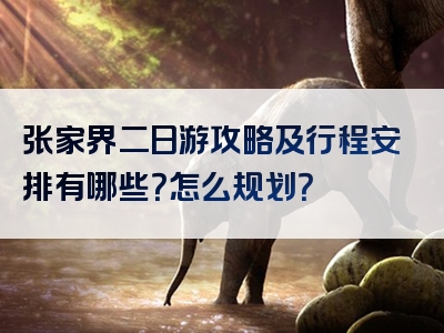 张家界二日游攻略及行程安排有哪些？怎么规划？