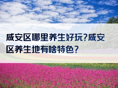 咸安区哪里养生好玩？咸安区养生地有啥特色？