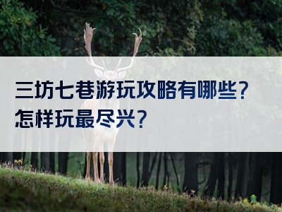 三坊七巷游玩攻略有哪些？怎样玩最尽兴？
