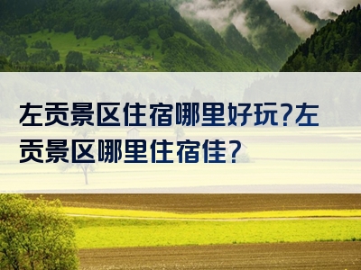 左贡景区住宿哪里好玩？左贡景区哪里住宿佳？