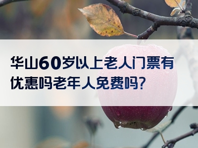 华山60岁以上老人门票有优惠吗老年人免费吗？