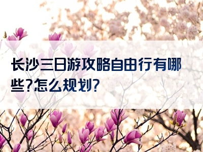 长沙三日游攻略自由行有哪些？怎么规划？