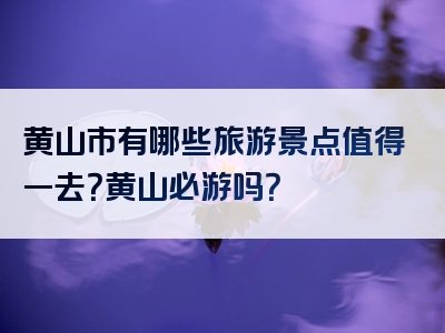 黄山市有哪些旅游景点值得一去？黄山必游吗？