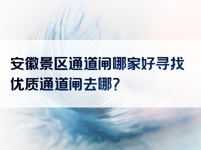 安徽景区通道闸哪家好寻找优质通道闸去哪？