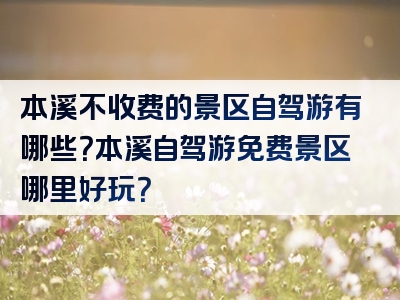 本溪不收费的景区自驾游有哪些？本溪自驾游免费景区哪里好玩？