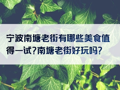 宁波南塘老街有哪些美食值得一试？南塘老街好玩吗？