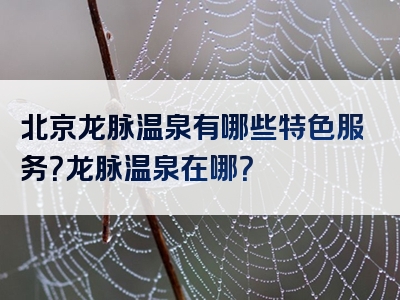 北京龙脉温泉有哪些特色服务？龙脉温泉在哪？