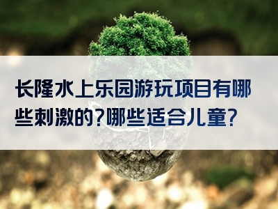 长隆水上乐园游玩项目有哪些刺激的？哪些适合儿童？