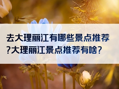 去大理丽江有哪些景点推荐？大理丽江景点推荐有啥？