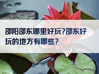 邵阳邵东哪里好玩？邵东好玩的地方有哪些？