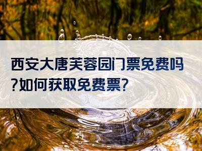 西安大唐芙蓉园门票免费吗？如何获取免费票？