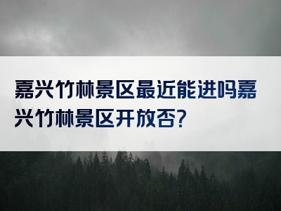 嘉兴竹林景区最近能进吗嘉兴竹林景区开放否？