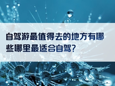 自驾游最值得去的地方有哪些哪里最适合自驾？