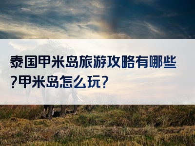 泰国甲米岛旅游攻略有哪些？甲米岛怎么玩？