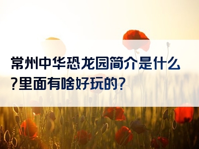 常州中华恐龙园简介是什么？里面有啥好玩的？